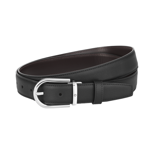 말발굽형 버클 블랙/브라운 30mm 리버서블 레더 벨트