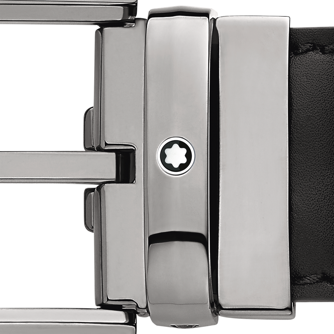 말발굽형 버클 블랙 35mm 레더 벨트