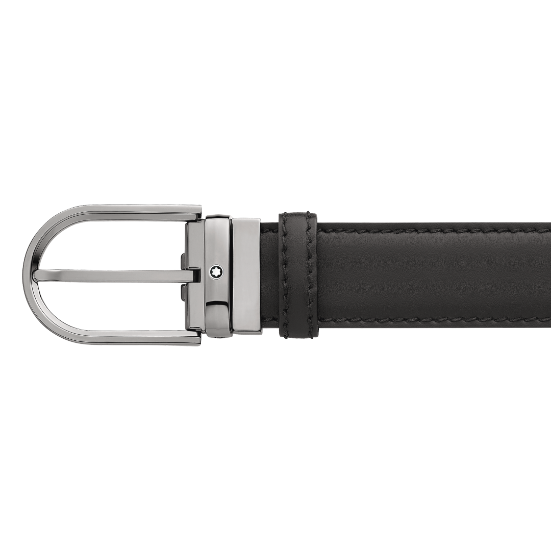 말발굽형 버클 블랙 35mm 레더 벨트