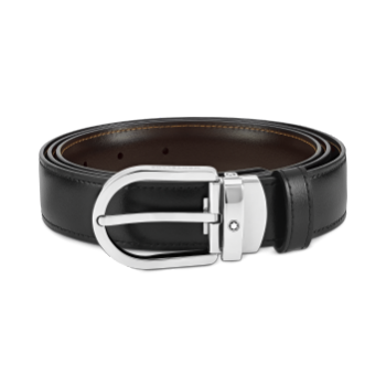 MB128135 - 말발굽형 버클 블랙/브라운 30mm 리버서블 레더 벨트