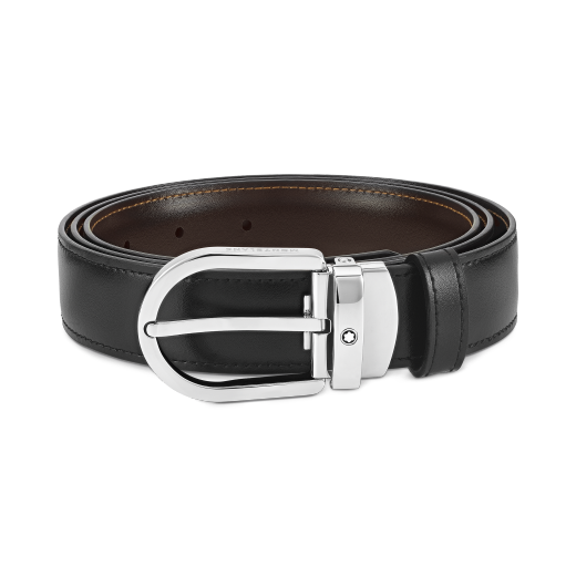 말발굽형 버클 블랙/브라운 30mm 리버서블 레더 벨트