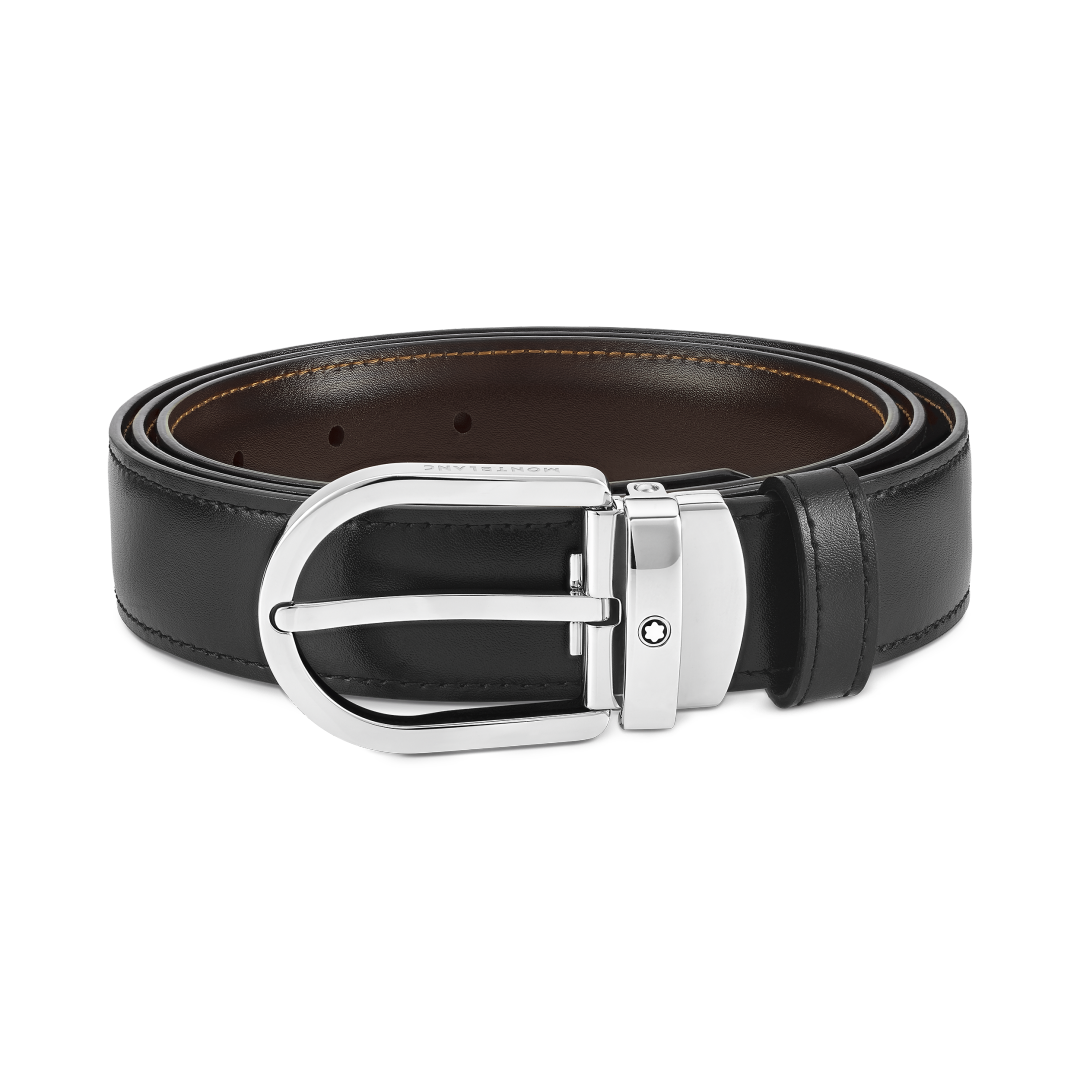 말발굽형 버클 블랙/브라운 30mm 리버서블 레더 벨트