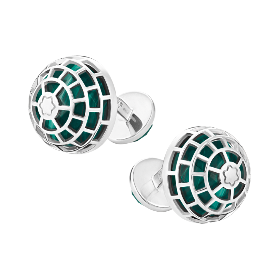 MB128400 - 말라카이트 스톤 장식이 돋보이는 몽블랑 마이스터스튁 커프링크스
