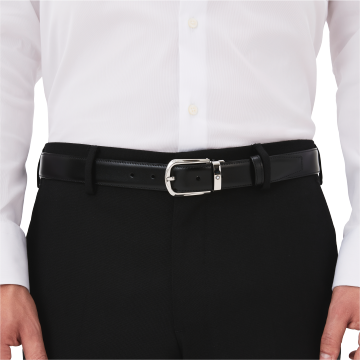 말발굽형 버클 블랙/브라운 30mm 리버서블 레더 벨트