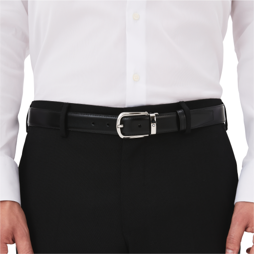 말발굽형 버클 블랙/브라운 30mm 리버서블 레더 벨트