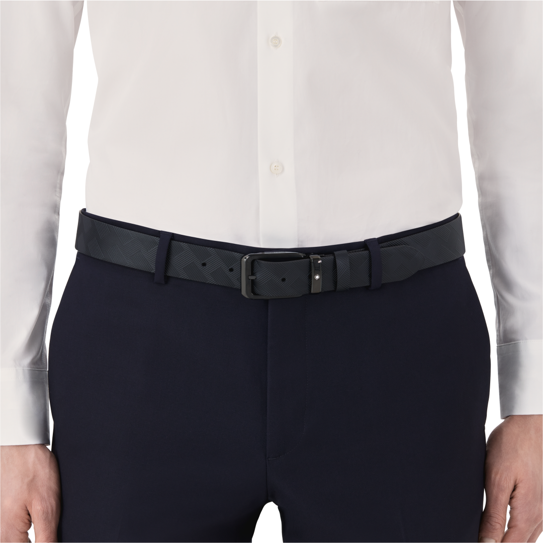 블랙 컬러의 35mm 리버서블 레더 벨트