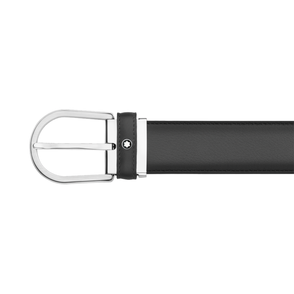 MB118414 - 말발굽형 버클 그레이 35mm 레더 벨트