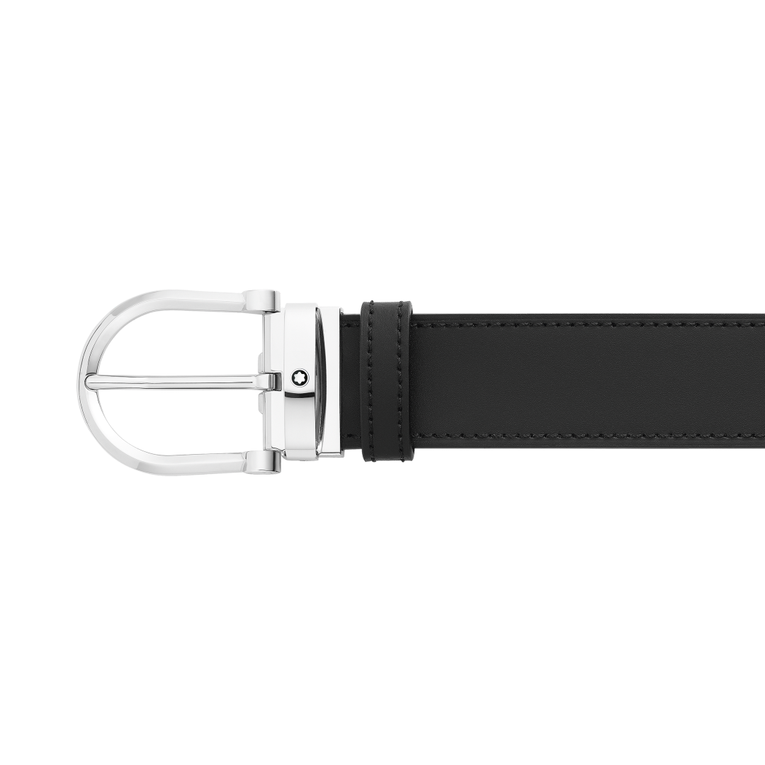 말발굽형 버클 블랙/브라운 35mm 리버서블 레더 벨트