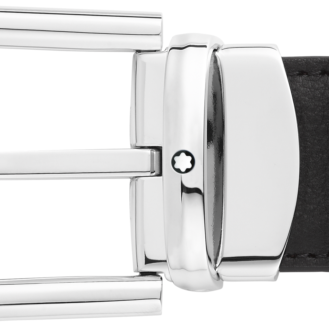 말발굽형 버클 블랙/블루 30mm 리버서블 레더 벨트