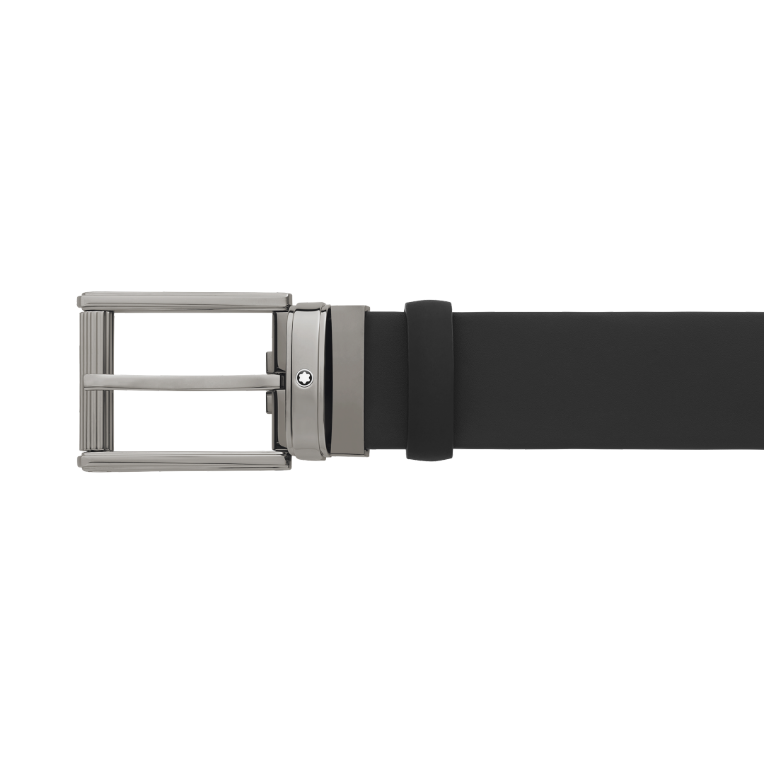 블랙 컬러의 35mm 레더 벨트