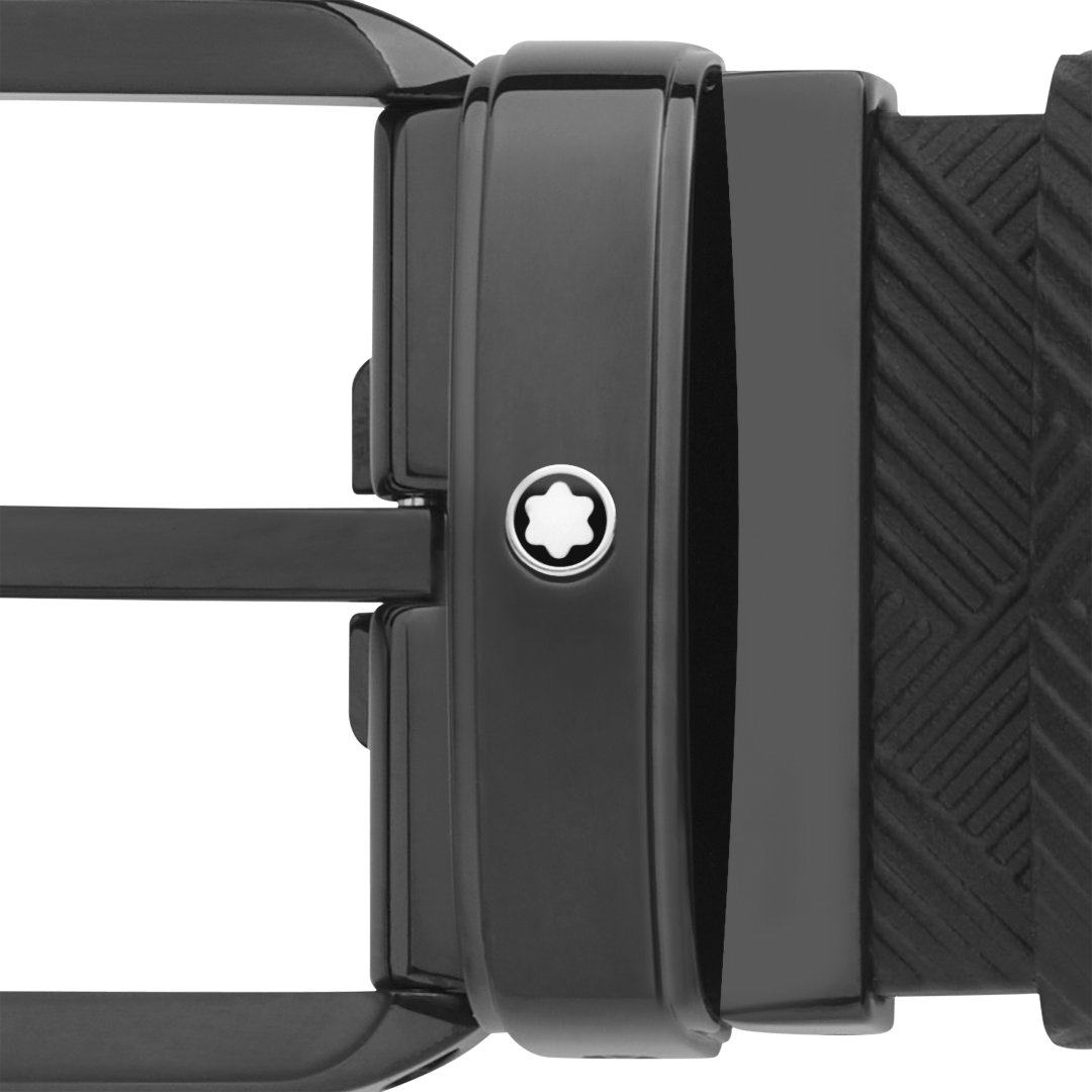 블랙 컬러의 35mm 리버서블 레더 벨트