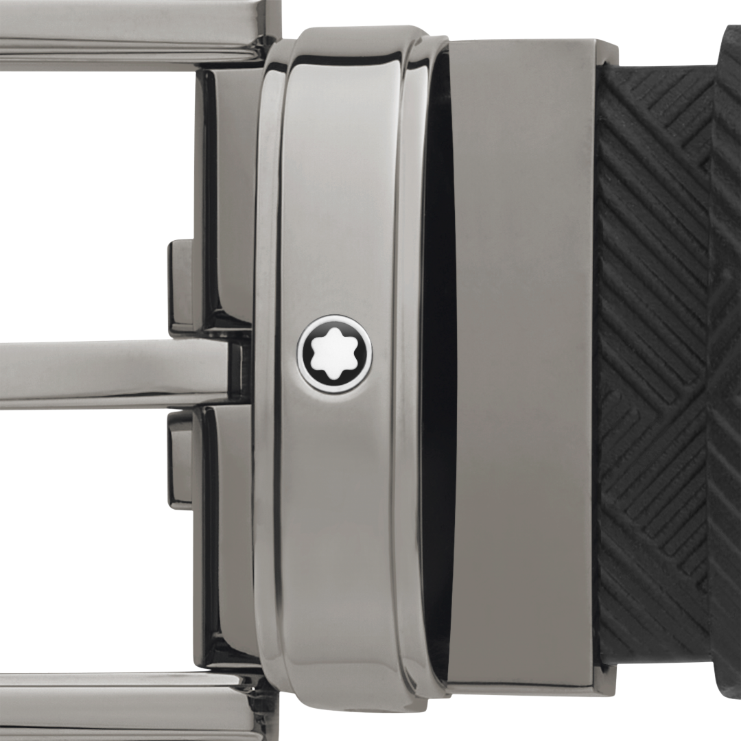 블랙 컬러의 35mm 레더 벨트