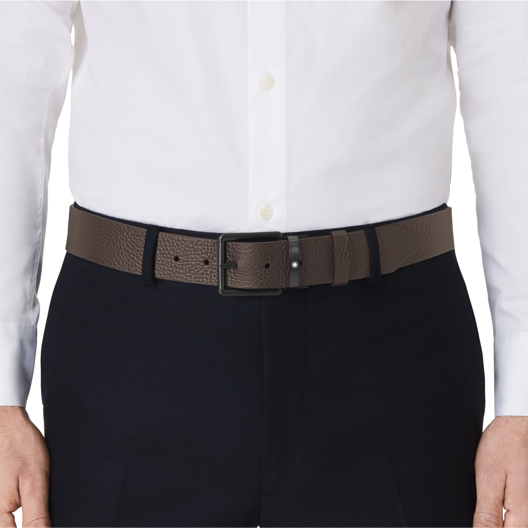 브라운/블랙 35mm 리버서블 레더 벨트
