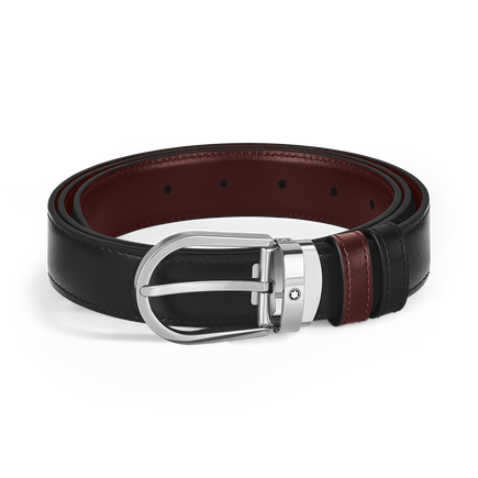 Ceinture réversible à boucle fer à cheval de 30 mm en cuir noir/bordeaux