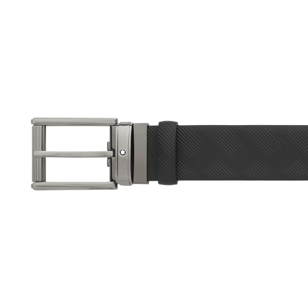 Black 35 mm leather belt - 5