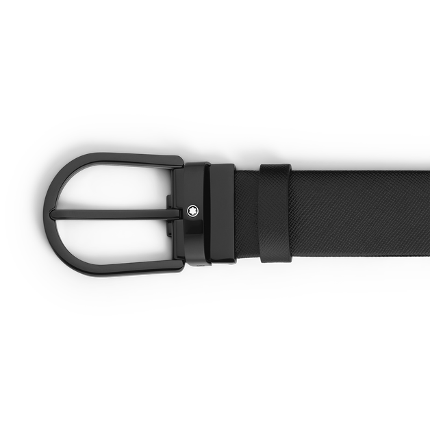 Ceinture à boucle fer à cheval de 35 mm en cuir noir - 3