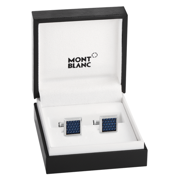 Meisterstück Rectangular Cufflinks with Geometric Lacquer Inlay - 4