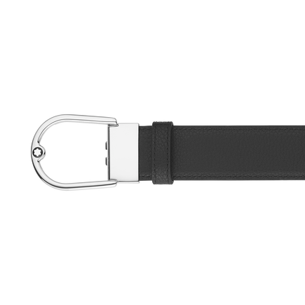 Horseshoe buckle grainy ebony/black 35mm reversible leather belt