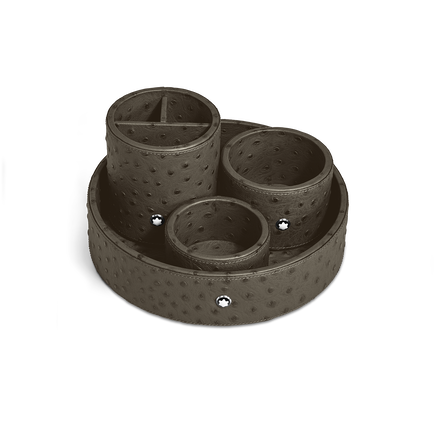 Vaschetta Rotonda Grande in Pelle Stampata Struzzo