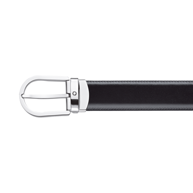 Cinturón reversible de piel negra y marrón de 30 mm con hebilla en forma de herradura - 3