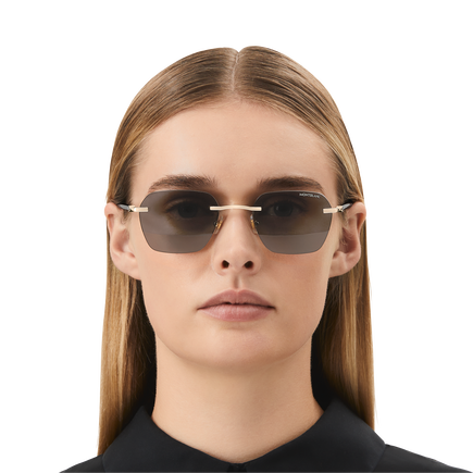 Squared Sunglasses with Gold Coloured Metal Frame