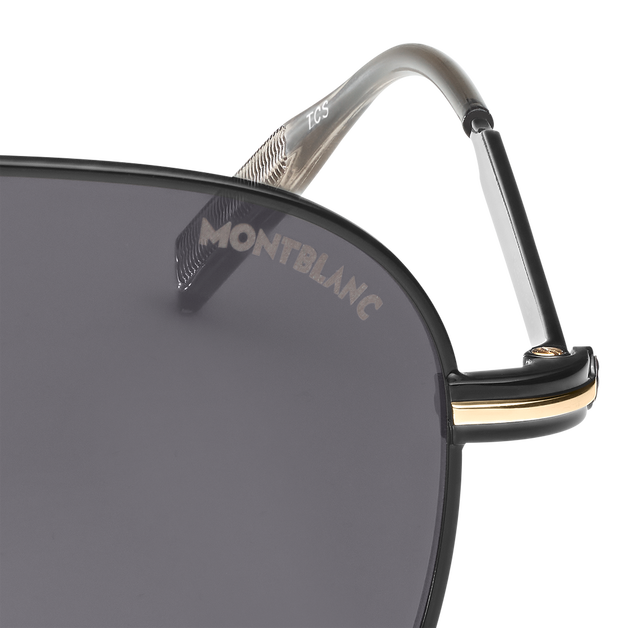 Occhiali da Sole Quadrati con Montatura in Metallo Nero - 2