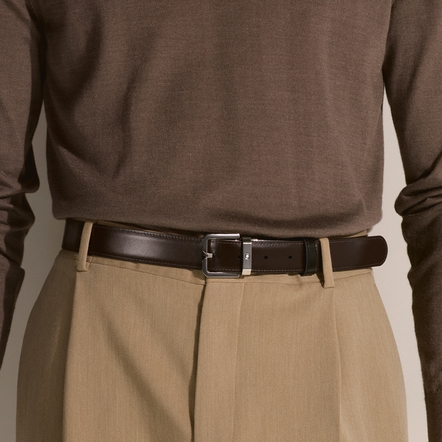 Black/brown 30mm reversible leather belt - 3