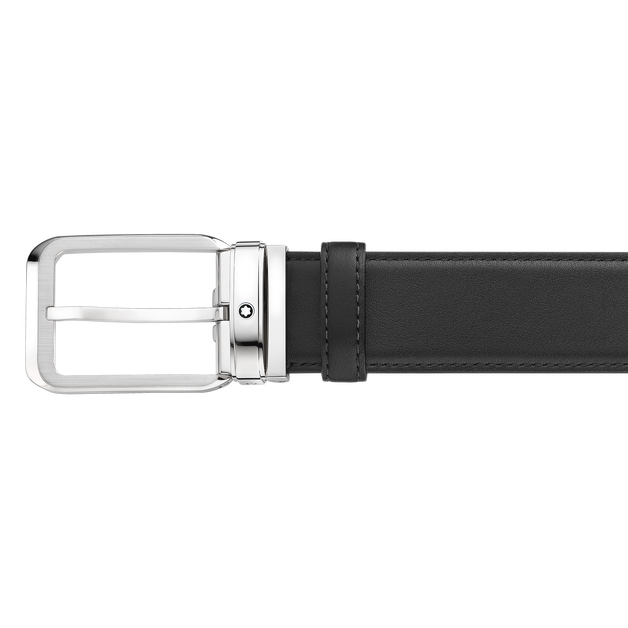 Black 35 mm leather belt - 2