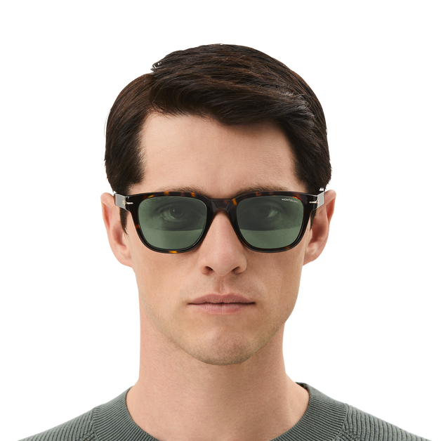 Gafas de sol cuadradas con montura de acetato habano (S) - 4