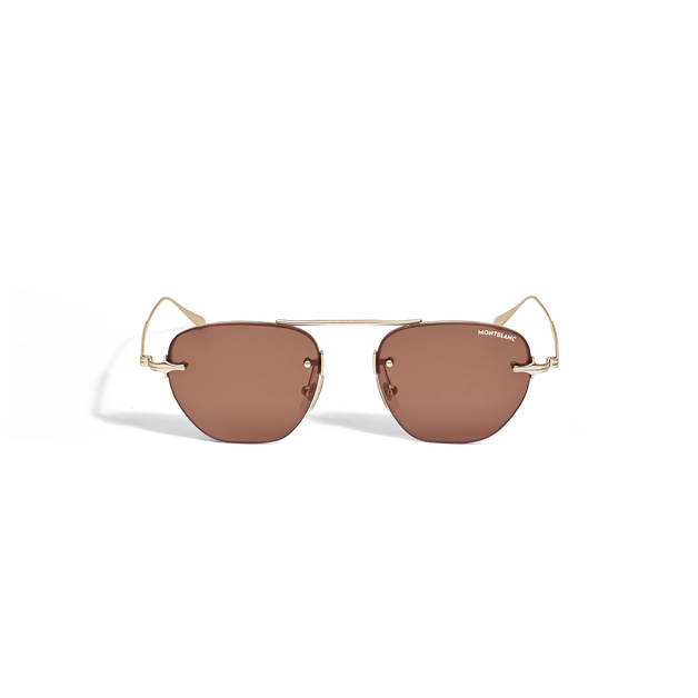 Gafas de sol ovaladas con montura metálica dorada - 1