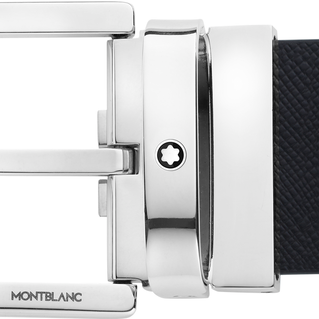 Horseshoe buckle printed black/mosto 35 mm reversible leather belt - 3