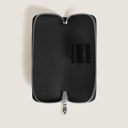 Estuche para 2 Artículos de Escritura con Cremallera de Piel Sartorial