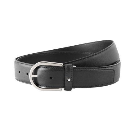 Horseshoe buckle gray 35 mm leather belt