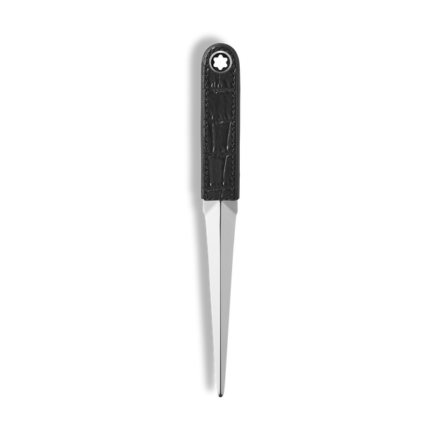 Letter Opener, Croco-Embossed Leather, Black - 1
