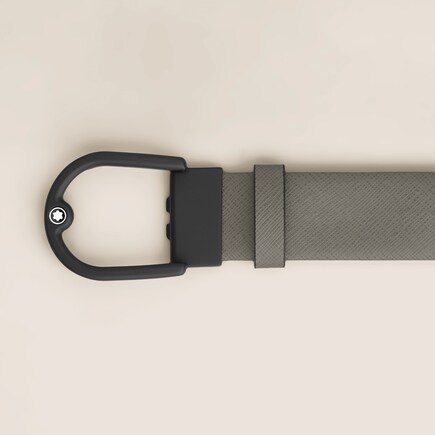 Horseshoe buckle medium grey 35mm leather belt