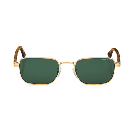 Rectangular Sunglasses with Gold-Colored Metal Frame