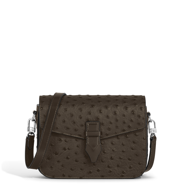 Sac &agrave; Bandouli&egrave;re en Cuir Emboss&eacute; Autruche - 1