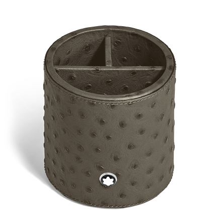 Pen Holder, Ostrich-Embossed Leather, Khaki