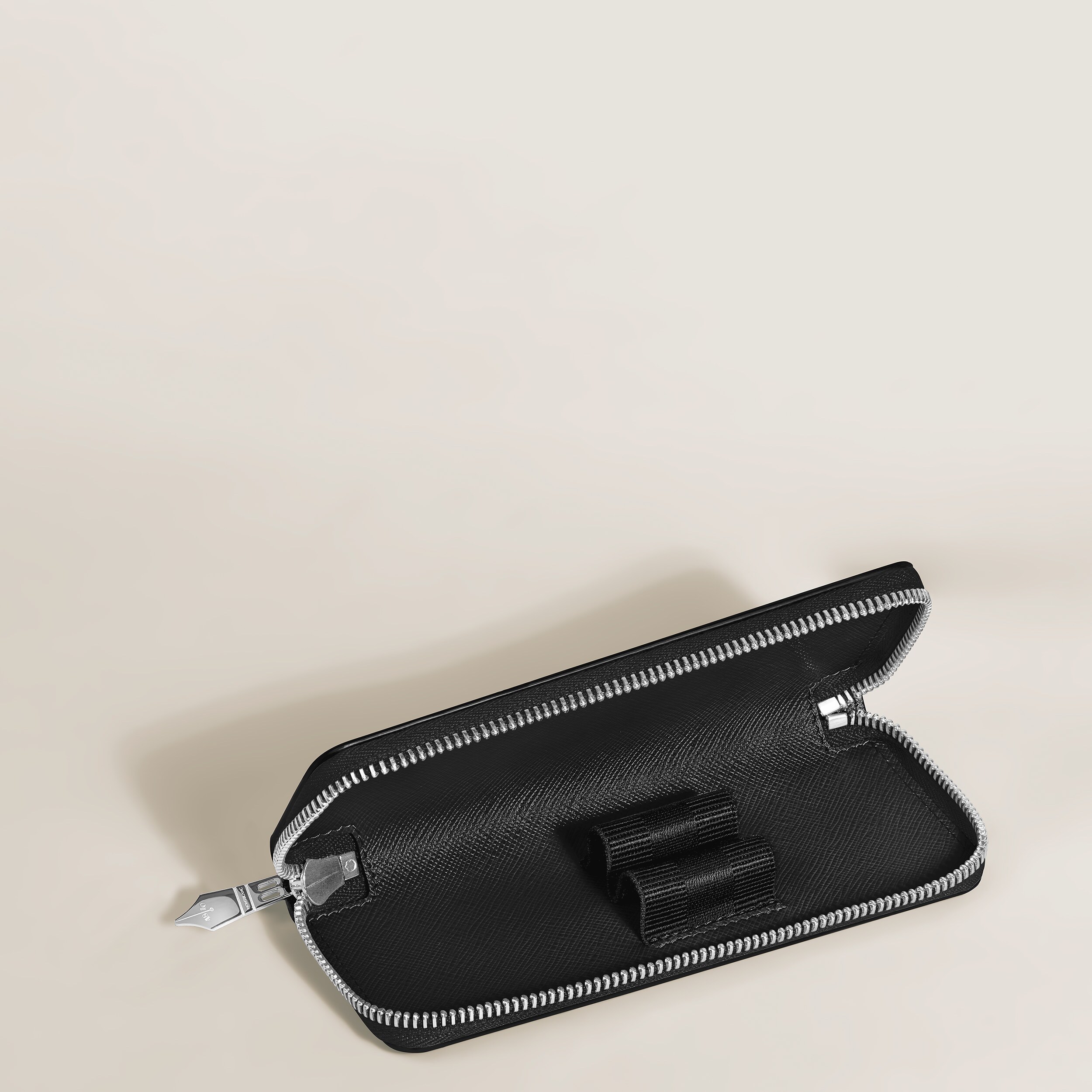 2-Pen Pouch with zip in Sartorial Leather