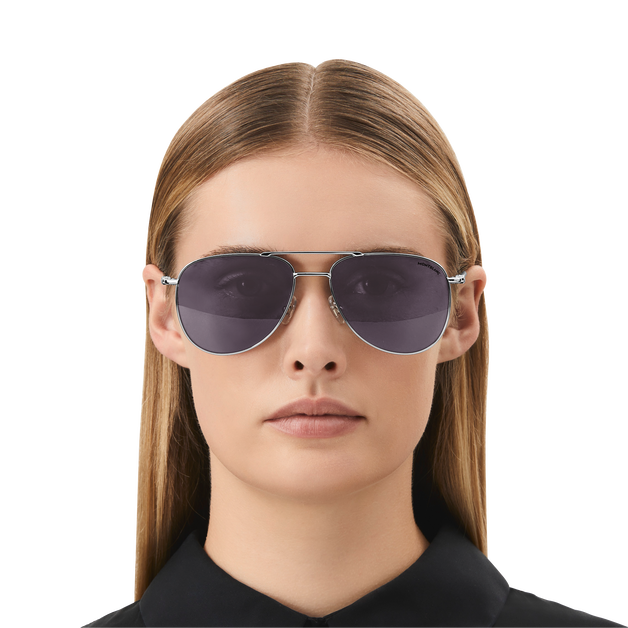Squared Sunglasses with Silver-Colored Metal Frame - 4
