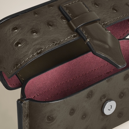 Nib Accessory Case with Strap in Ostrich-Embossed Leather