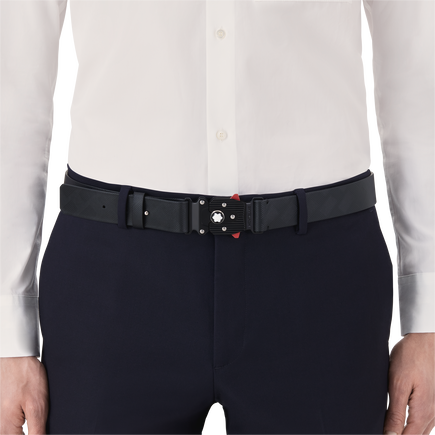 M LOCK 4810 black printed 35 mm leather buckle belt