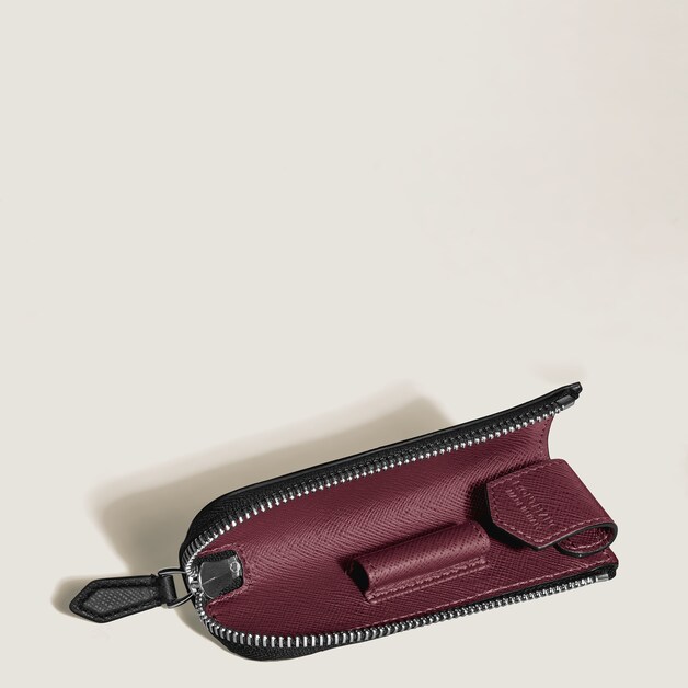 1-Pen Pouch Heritage Rouge Et Noir Baby in Sartorial Leather - 6