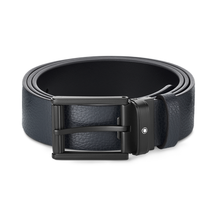 Blue/black 35 mm reversible leather belt