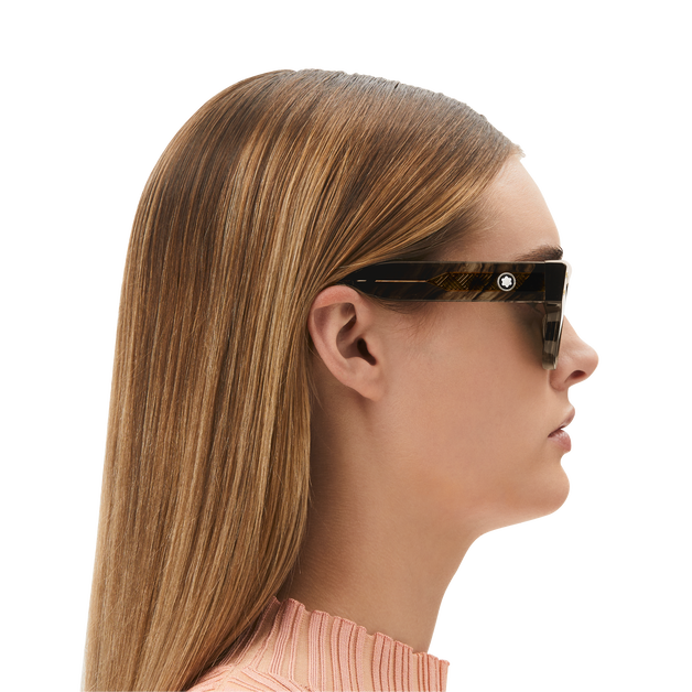 Rectangular Sunglasses with Melange Colored Acetate Frame - 6