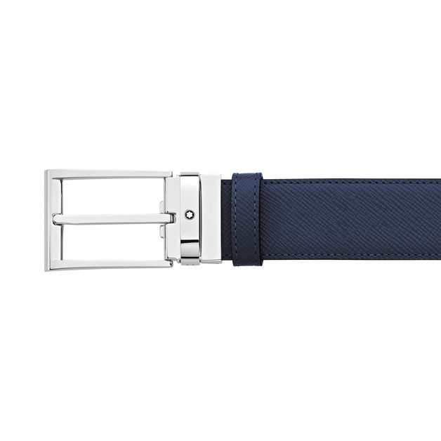Ceinture réversible de 35 mm en cuir noir/bleu - 4