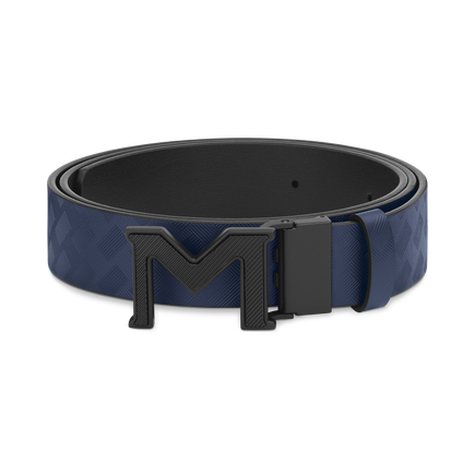 M buckle Extreme 3.0 blue/plain black 35 mm reversible leather belt