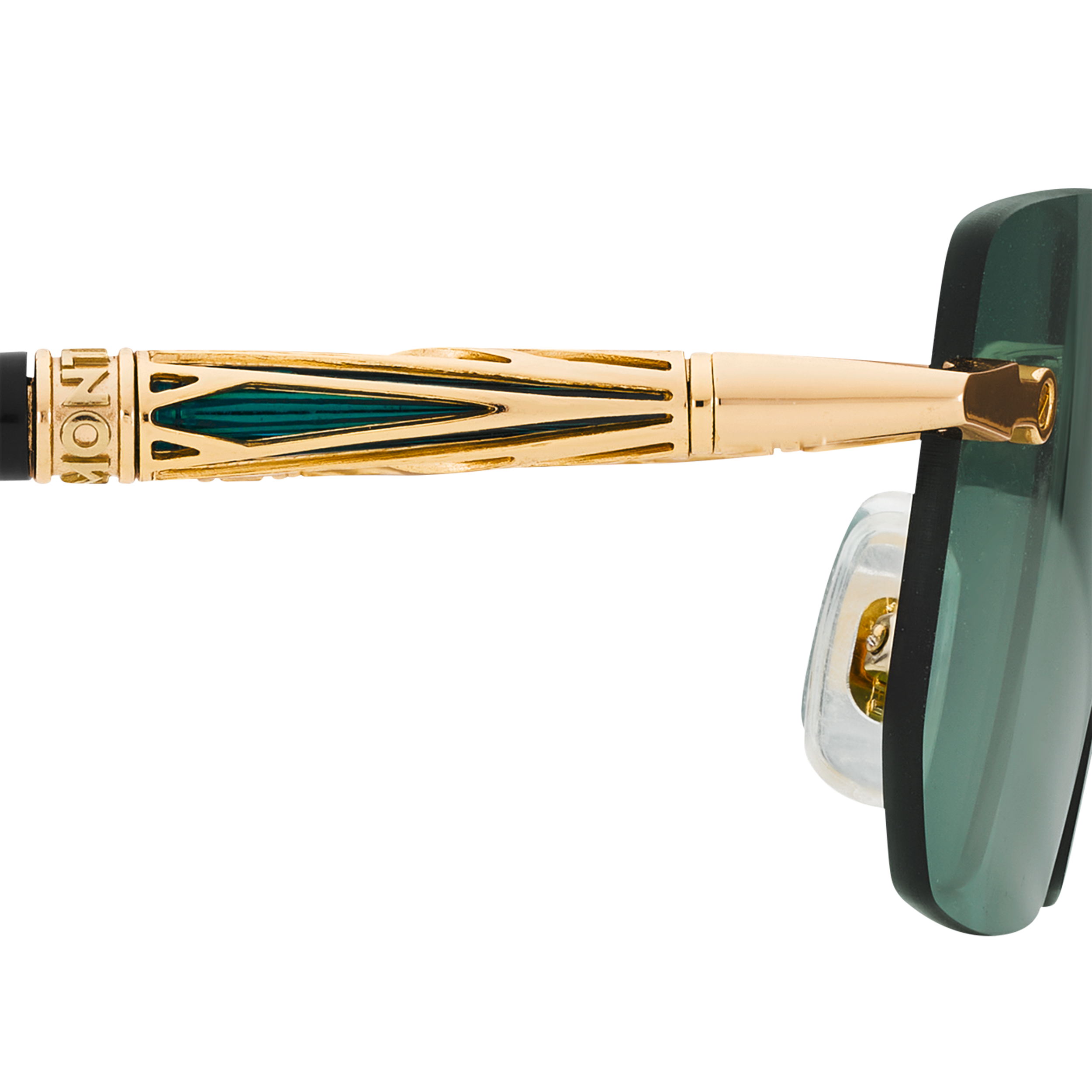 نظارة شمسية مستطيلة بإطار معدني ذهبي اللون