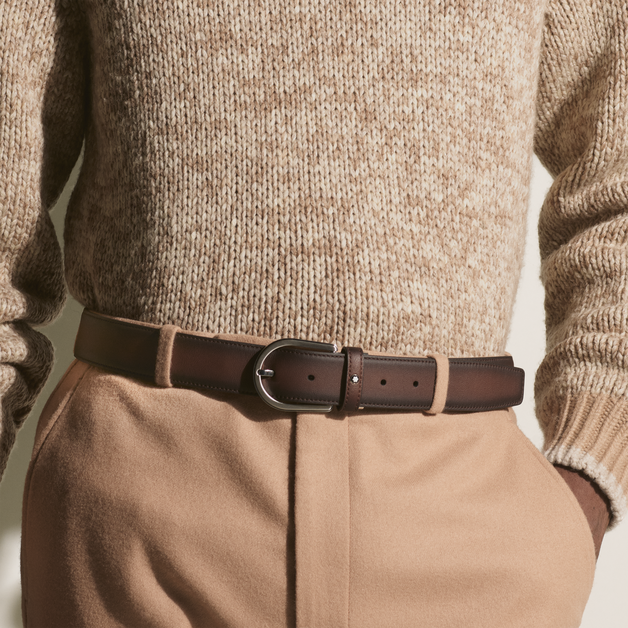 Ceinture à boucle fer à cheval de 35 mm en cuir marron - 2
