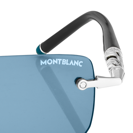 Lunettes de Soleil Rectangulaires avec Monture en Métal Argenté